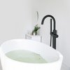 Kibi Circular Floor Mount Tub Filler With Hand Shower - Matte Black KTF301MB